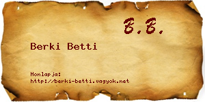 Berki Betti névjegykártya